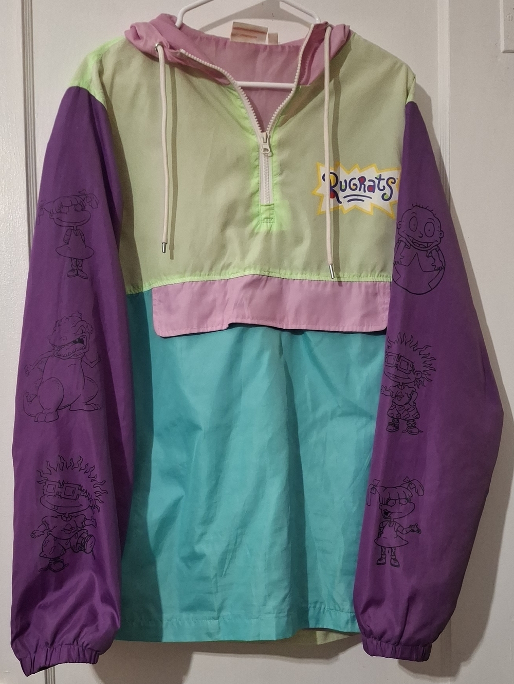Nickelodeon Rugrats Colorblock Pullover Hoodie - Lavender, Teal & Pastel Green